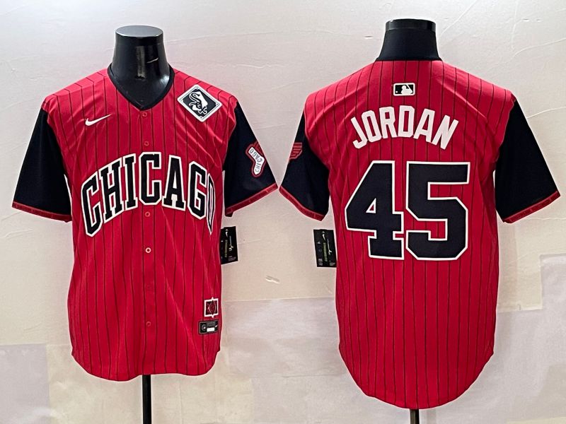 Men Chicago White Sox #45 Jordan Red Stripe Joint Name 2025 Nike MLB Jersey style 7->chicago white sox->MLB Jersey